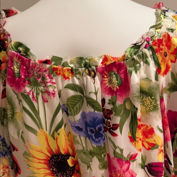 NWOT ALICE + OLIVIA ALTA FLORAL PRINT SILK BLEND BLOUSE ON/OFF SHOULDER SZ LARGE - Picture 11 of 15